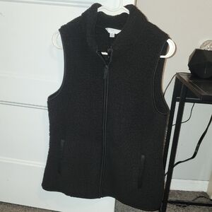 Time and Tru Black Sherpa Vest with Zip